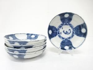 染付　丸紋　なます皿　5客揃